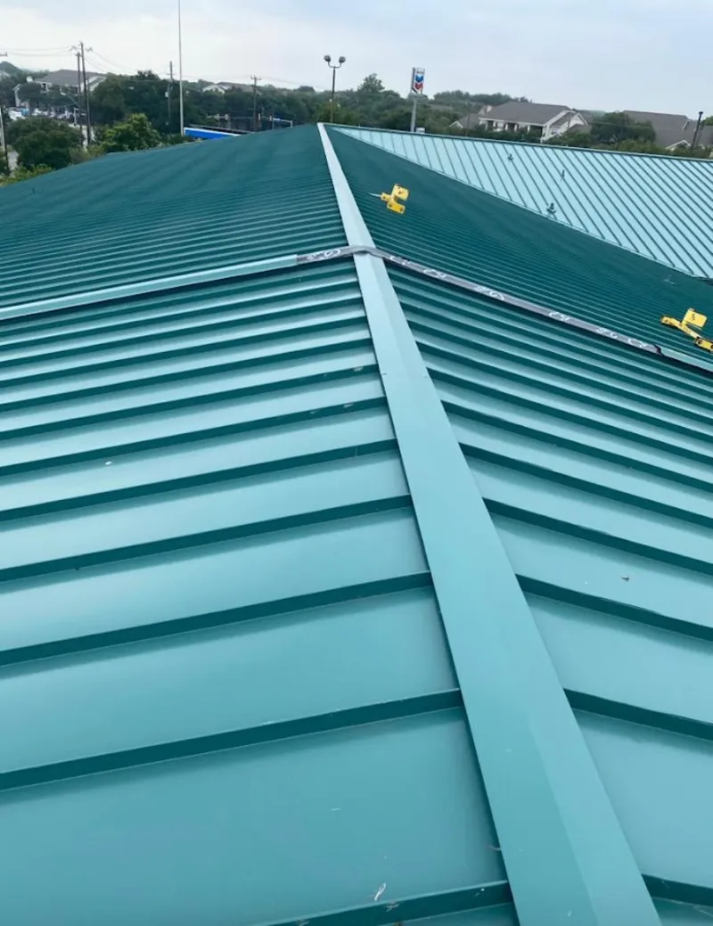 Green commercial metal roof ridge and valley for Metal Roof Repair in Arizona City
